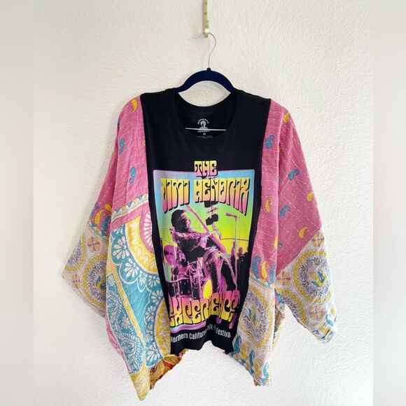 Up cycled Kimonos!  Pink Floyd, Nirvana Kantha Patchwork with graphic band T’s. - Picture 12 of 16